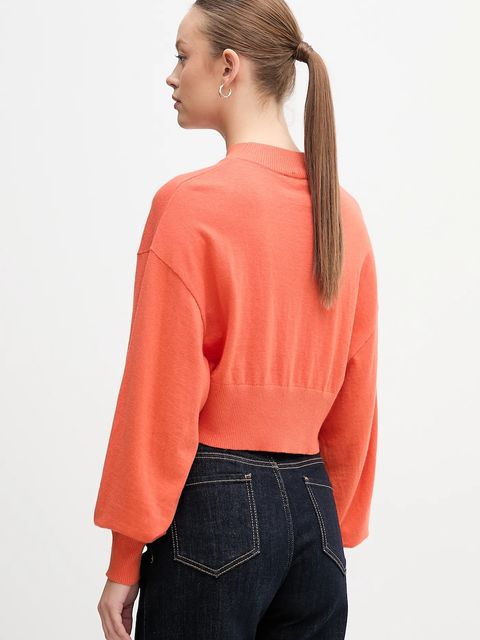 United Colors of Benetton sweter z dodatkiem wełny damski kolor pomarańczowy lekki z półgolfem 1Y6SD2041