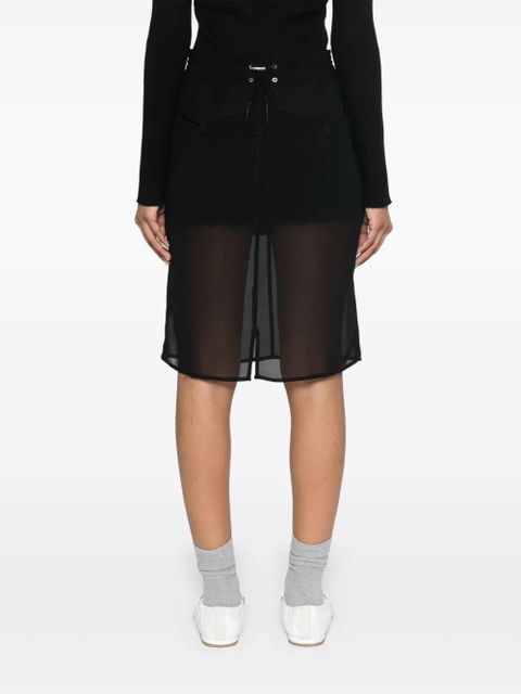 PINKO sheer-panels midi skirt - Black