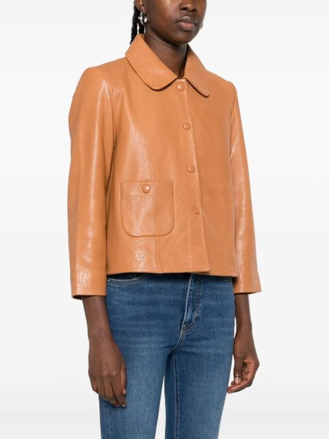 Ba&Sh Peter Pan-collar patch-pocket jacket - Brown