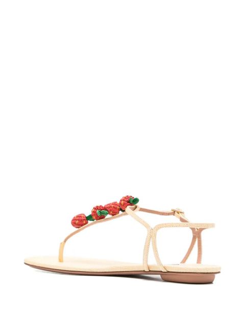 Aquazzura Fragolina Sugar strawberry-embellishment sandals - Neutrals