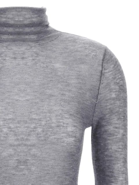 PINKO sequin-appliqué turtleneck sweater - Grey