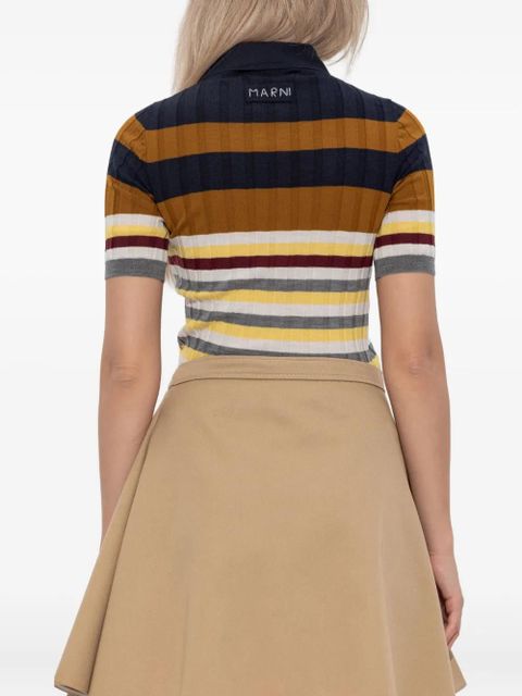 Marni striped polo top - Brown