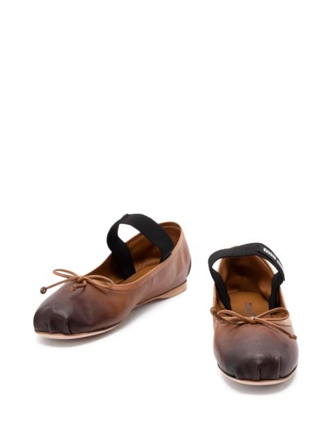 Miu Miu elastic-band bow ballet flats - Brown - zdjęcie produktu nr 2