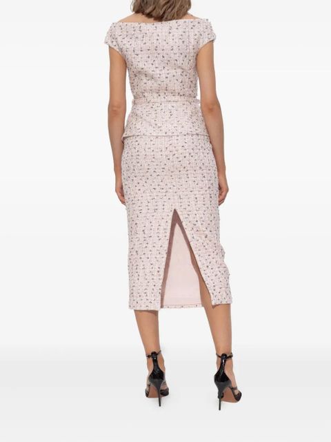 Self-Portrait bouclé midi dress - Pink