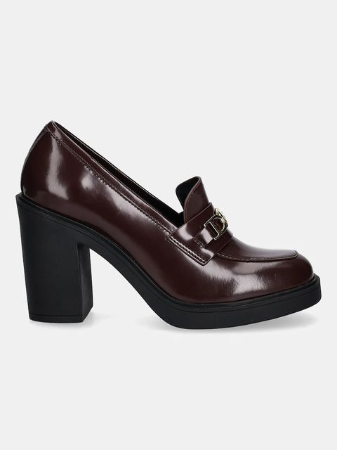 Love Moschino czółenka skórzane kolor bordowy na słupku JA1018AG1NJD0556 - zdjęcie produktu nr 2