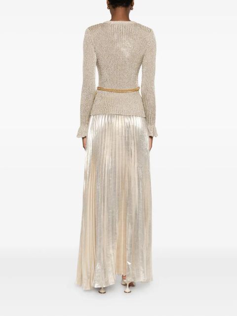 Self-Portrait ribbed-knit lurex maxi dress - Gold - zdjęcie produktu nr 1