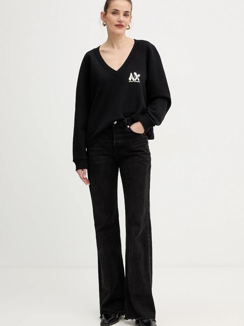 Armani Exchange bluza bawełniana damska kolor czarny z nadrukiem XW001461 AF16192