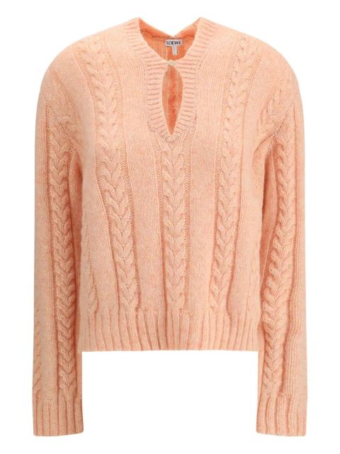 LOEWE cable-knit v-neck sweater - Pink - zdjęcie produktu nr 1