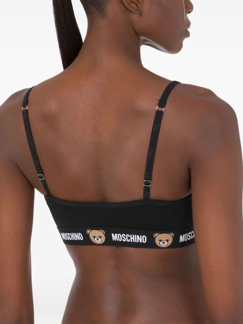 Moschino teddy-print cotton bra - Black