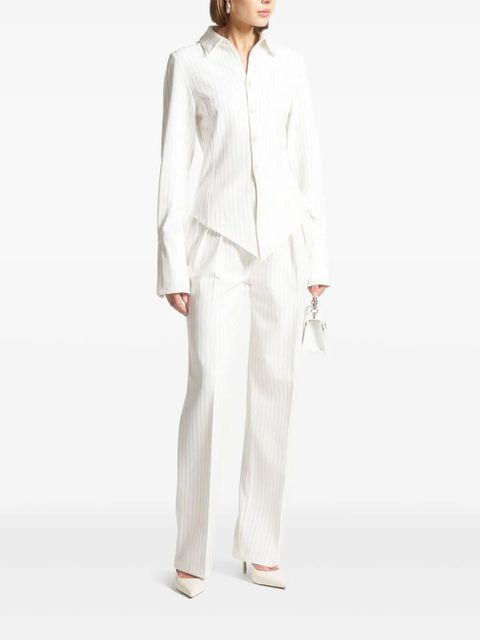Manière De Voir Julie pinstripe twin-pleat tailored trousers - White