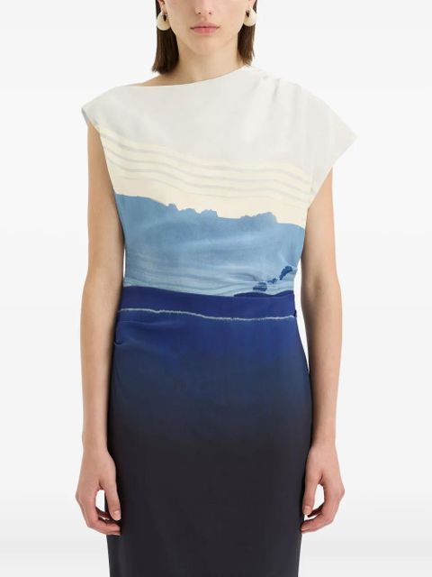 SIR. silk midi dress - Blue