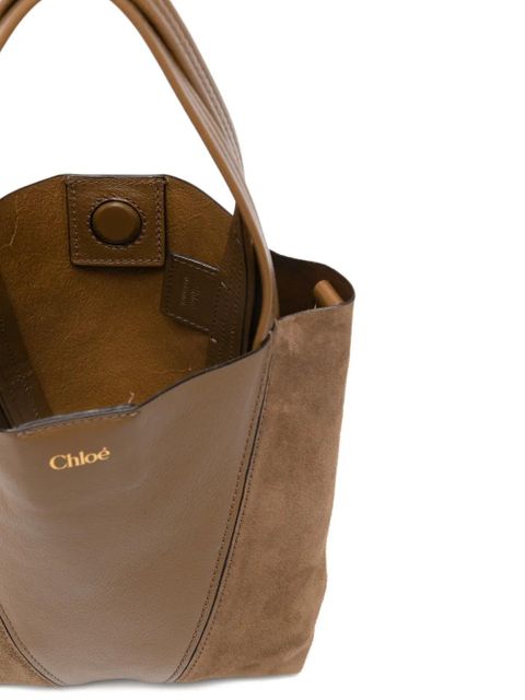 Chloé small Spin grained-leather tote bag - Brown
