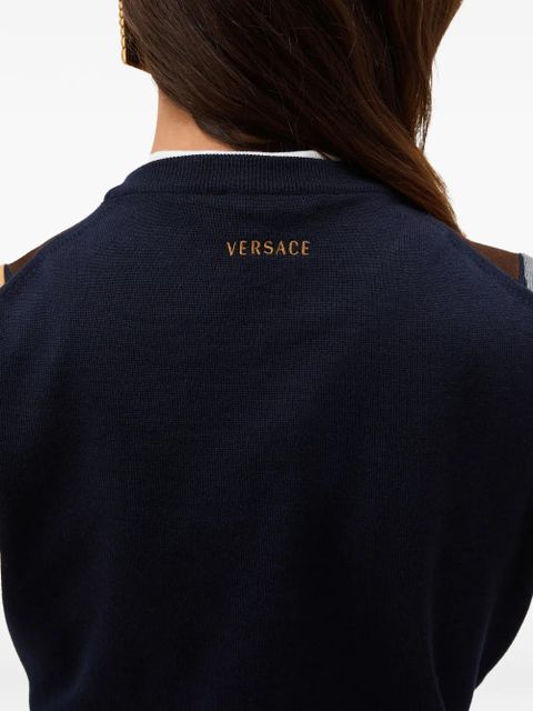 Versace striped V-neck vest - Blue