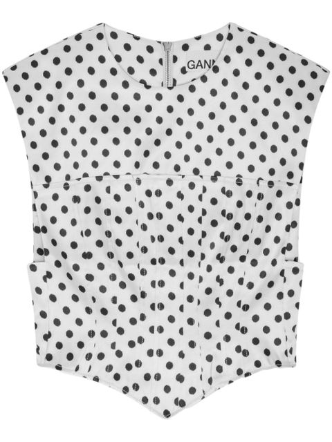 GANNI polka dot-print corset top - White - zdjęcie produktu nr 1