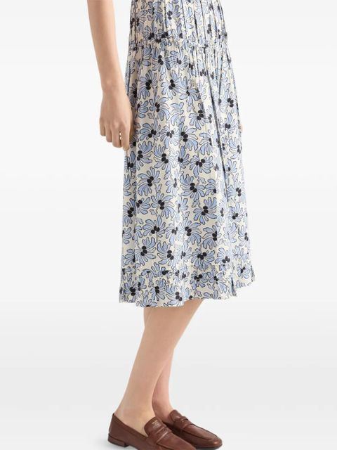 Prada floral-print pongé dress - White