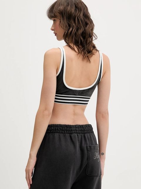 adidas Originals top welurowy Winterized kolor czarny JW7282