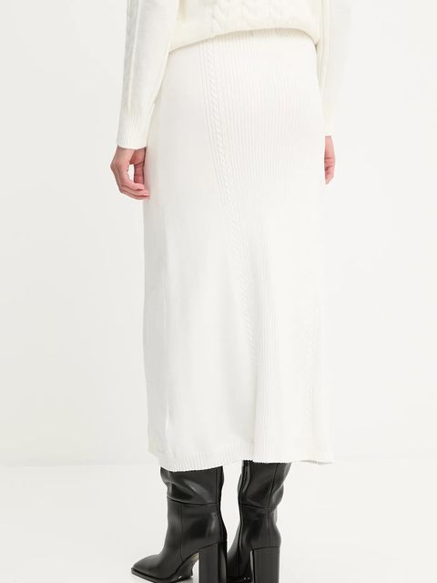 Answear.LAB spódnica z kaszmirem kolor beżowy midi rozkloszowana