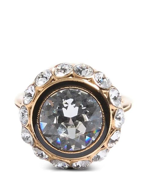 Valentino Garavani Vlogo Signature ring in metal, enamel and crystals - Gold - zdjęcie produktu nr 1