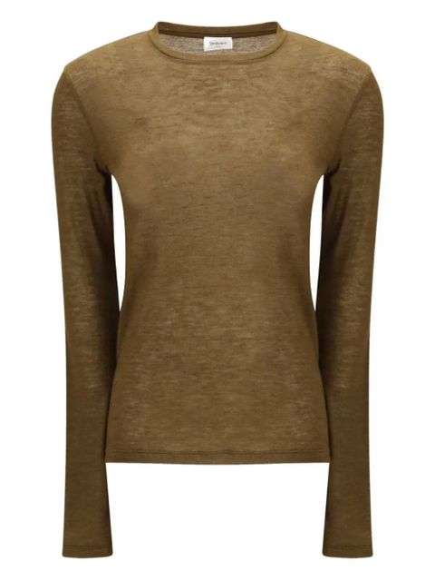 Saint Laurent crew-neck long-sleeve T-shirt - Brown - zdjęcie produktu nr 1