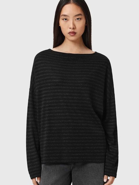 AllSaints sweter damski kolor czarny lekki W012JZ - zdjęcie produktu nr 1