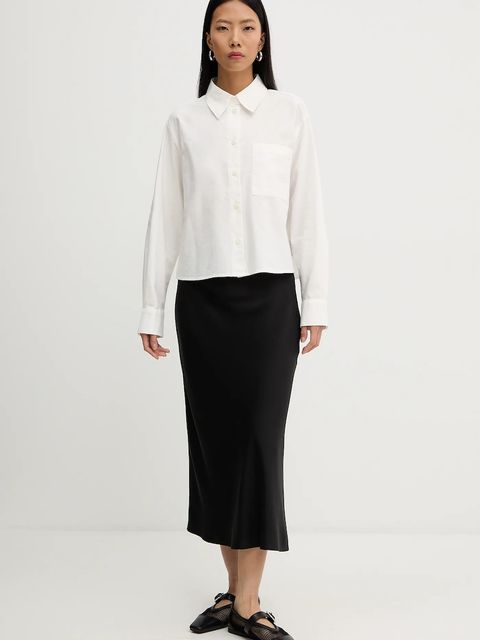 Marc O'Polo koszula bawełniana damska kolor beżowy relaxed z kołnierzykiem klasycznym 5000007466 - zdjęcie produktu nr 2