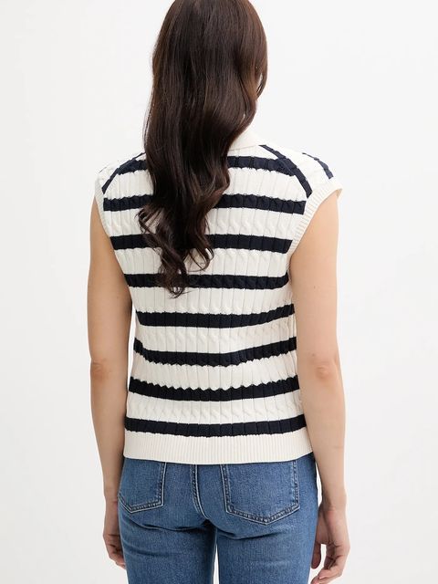 Tommy Hilfiger kamizelka bawełniana damski kolor beżowy lekki WW0WW45655 - zdjęcie produktu nr 2