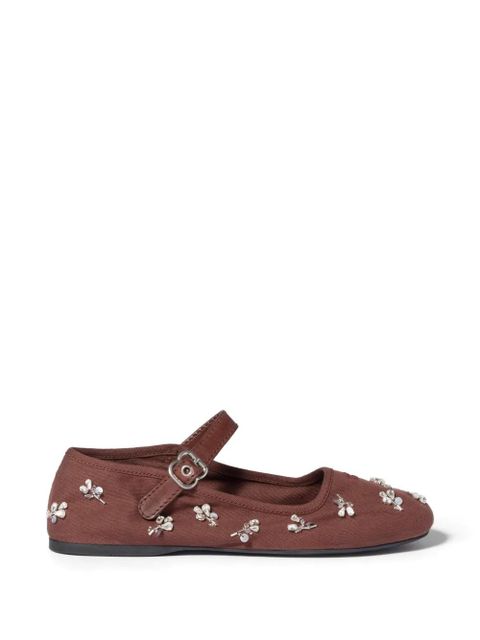 Miu Miu embroidered drill ballerinas - Brown - zdjęcie produktu nr 1