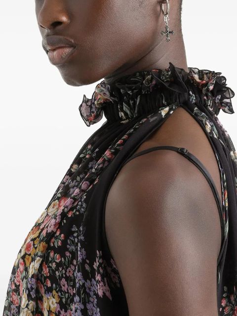 Dolce & Gabbana ruffled floral mini dress - Black