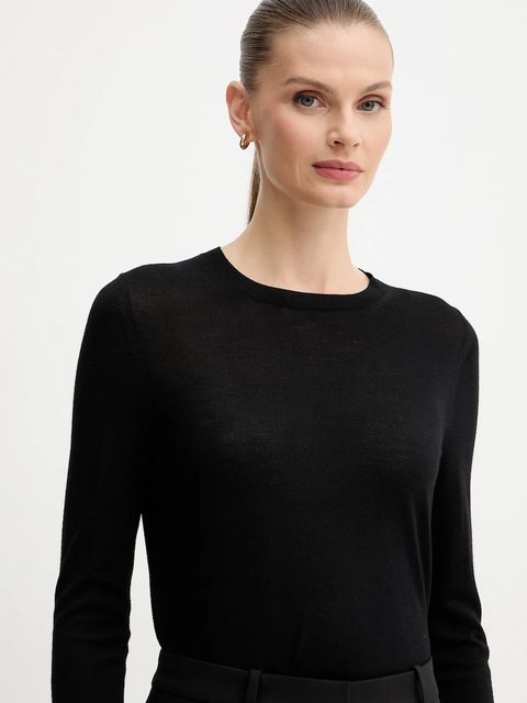 BOSS sweter wełniany damski kolor czarny lekki 50544987