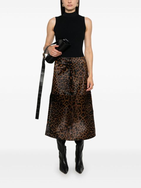 TOTEME Zeron leopard-print leather skirt - Brown