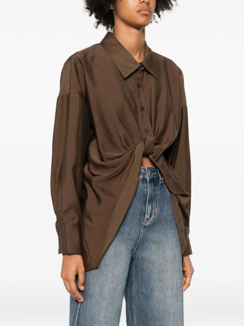 Eleh twisted-front cotton shirt - Brown
