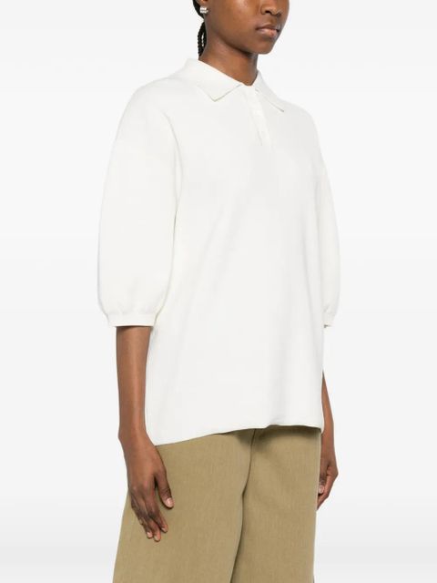 The Frankie Shop Nola short-sleeve knit polo top - White