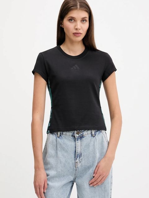 adidas t-shirt bawełniany Animal damski kolor czarny JM1850 - zdjęcie produktu nr 1