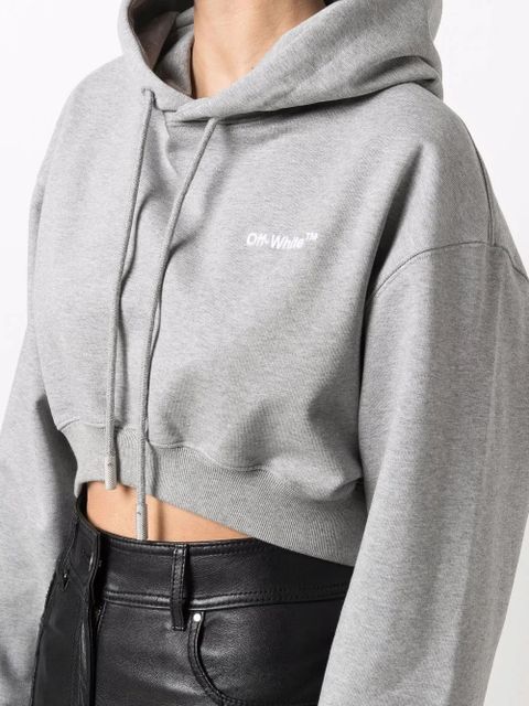 Off-White Helvetica cropped hoodie - Grey