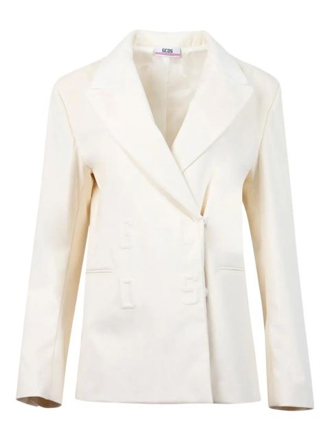 GCDS double-breasted logo-embossed jacket - White - zdjęcie produktu nr 1