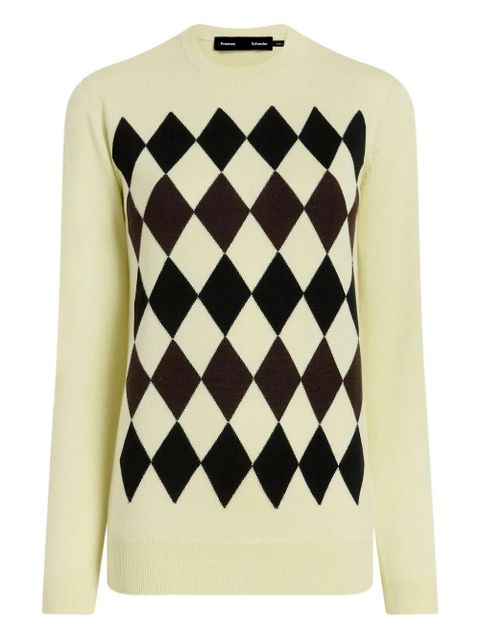 Proenza Schouler diamond-pattern merino wool-silk blend sweater - Yellow - zdjęcie produktu nr 1