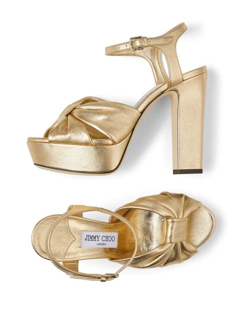 Jimmy Choo Heloise 120mm metallic-finish sandals - Gold