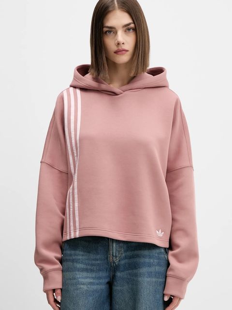 adidas Originals bluza 3-Stripes damska kolor pomarańczowy z kapturem z aplikacją JW3601 - zdjęcie produktu nr 1