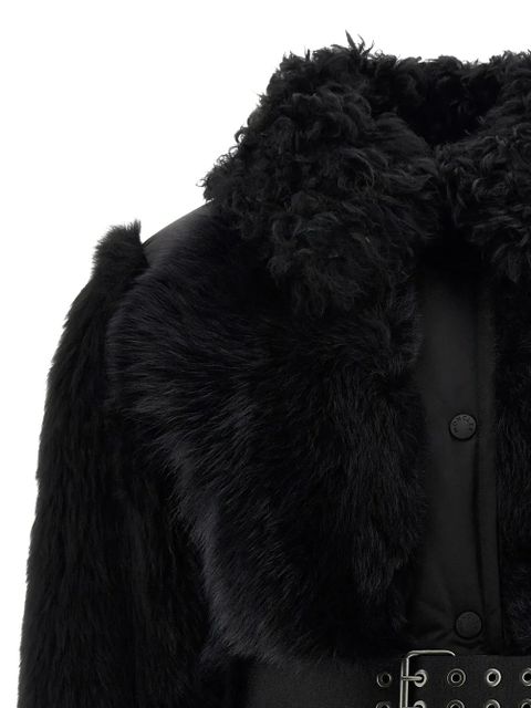 Moncler Grenoble Valdivian shearling belted-waist faux-fur jacket - Black