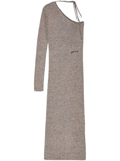GANNI Sparkle one-sleeve dress - Neutrals