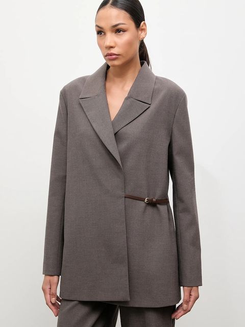 Answear.LAB marynarka kolor brązowy jednorzędowa gładka