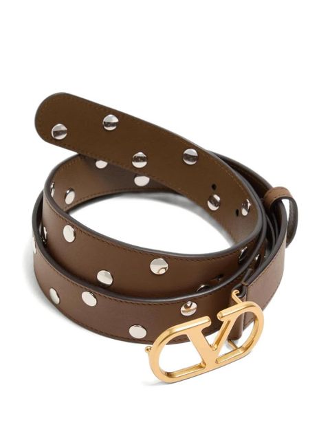 Valentino Garavani VLogo-signature metal-rivets belt - Brown - zdjęcie produktu nr 2