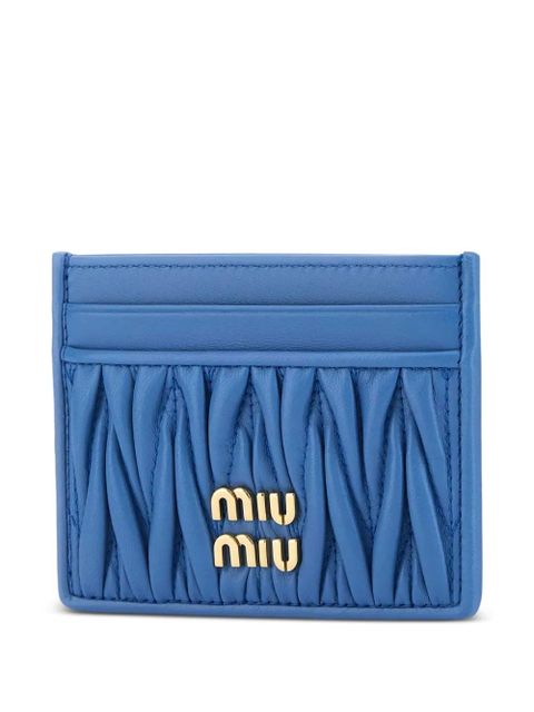 Miu Miu matelassé-motif leather card holder - Blue