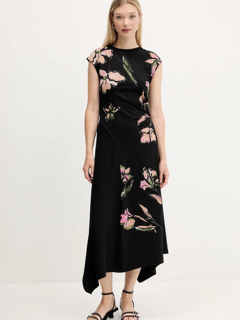 Desigual sukienka KATRINA kolor czarny midi rozkloszowana 25WWVK12 - zdjęcie produktu nr 1