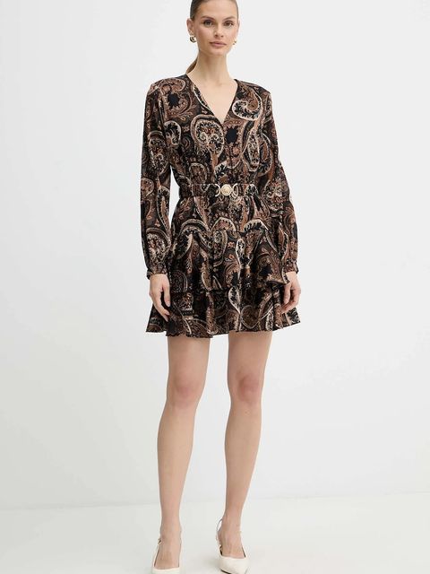 Guess sukienka CLARISSE kolor brązowy mini rozkloszowana W5BK53 W2770 - zdjęcie produktu nr 2