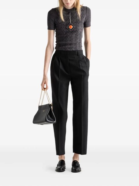 Prada pendant-embellishment short-sleeve sweater - Grey