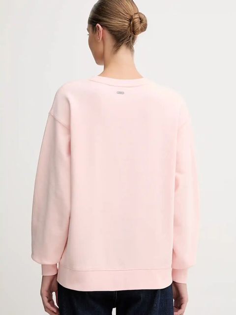 Barbour bluza bawełniana damska kolor różowy z aplikacją LOL0591