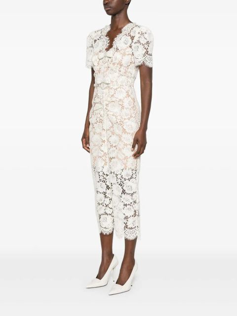 Self-Portrait fine-lace midi dress - White