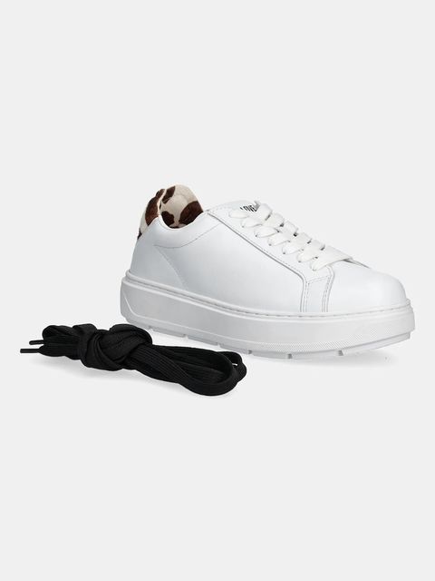 Love Moschino sneakersy skórzane damskie kolor biały JA15174G1NIA810A