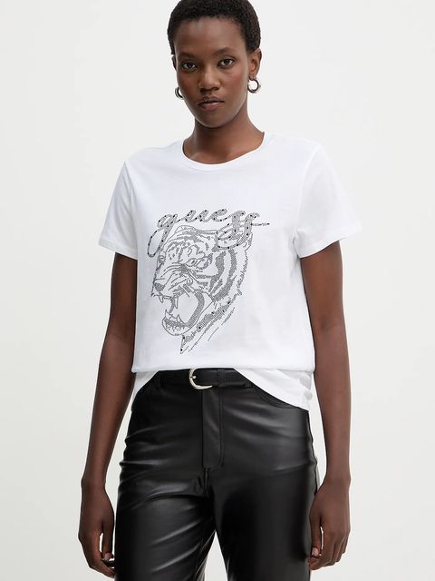 Guess t-shirt bawełniany damski kolor biały W5BI32 K9RM1